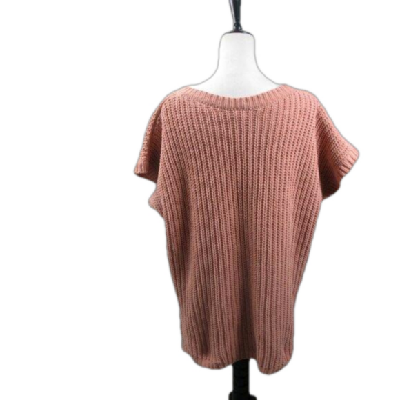 POL Peach Chenille Short Sleeve V-Neck Boxy Sweater Size Large - Picture 3 of 5